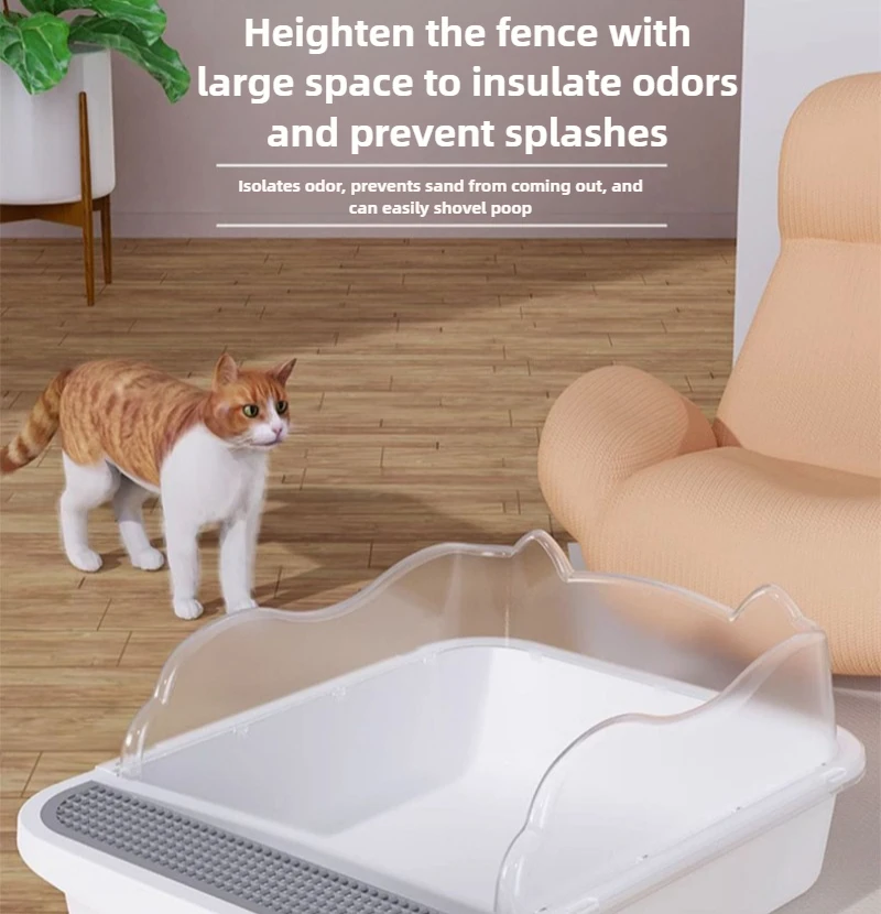 Pet Supplies Oversized Open Splash-proof Pet Toilet King Size Cat Litter Basin Semi-closed Cat Litter Box