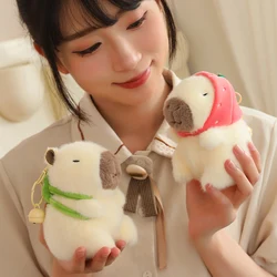 White Capybara Plush Toy Kawaii Stuffed Animals Fluffy Capybara With Strawberry Tortoise Slap Bracelet Keychain Birthday Gift