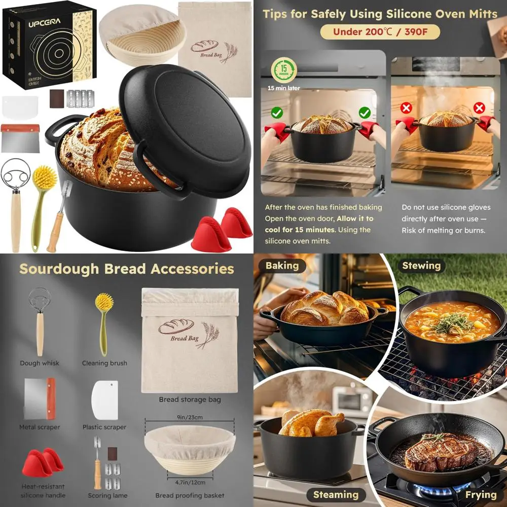 

Чугунная голландская духовка для выпечки и расстойки хлеба — стартовый набор на тыкве 2 в 1 с крышкой, идеально подходит для тыквы и хлеба Маки