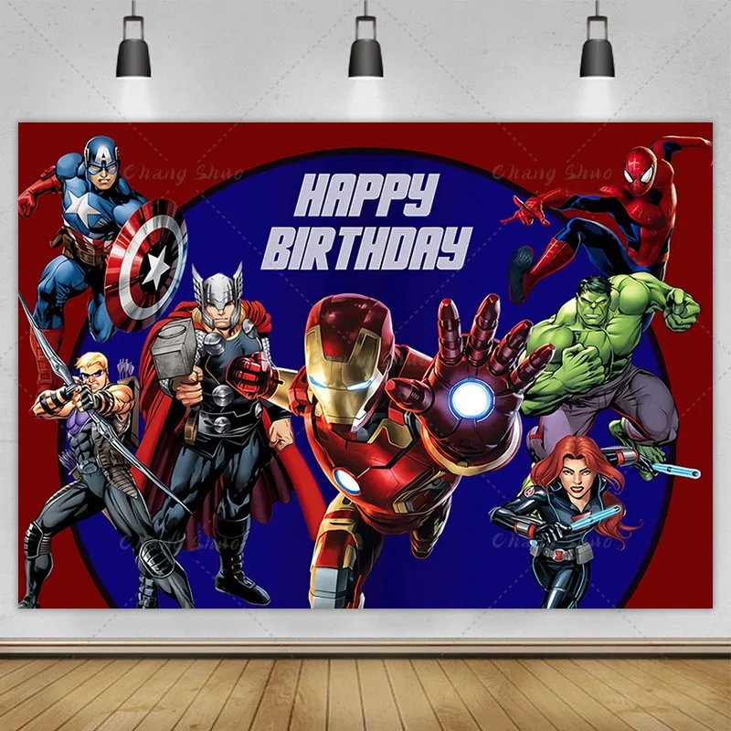 Disney Marvel photo background boy birthday party super city Cospaly photography cake table decoration studio booth props