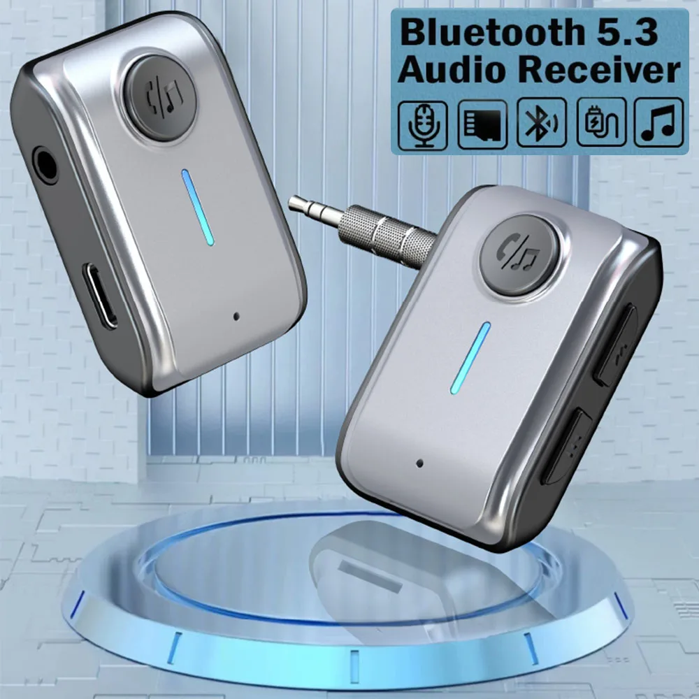 W2 Bluetooth 5.3 Wireless Receiver Adapter 3.5mm Jack Audio Transmitter TF Card AUX Handsfree Call For Car Radio Mp3 Player