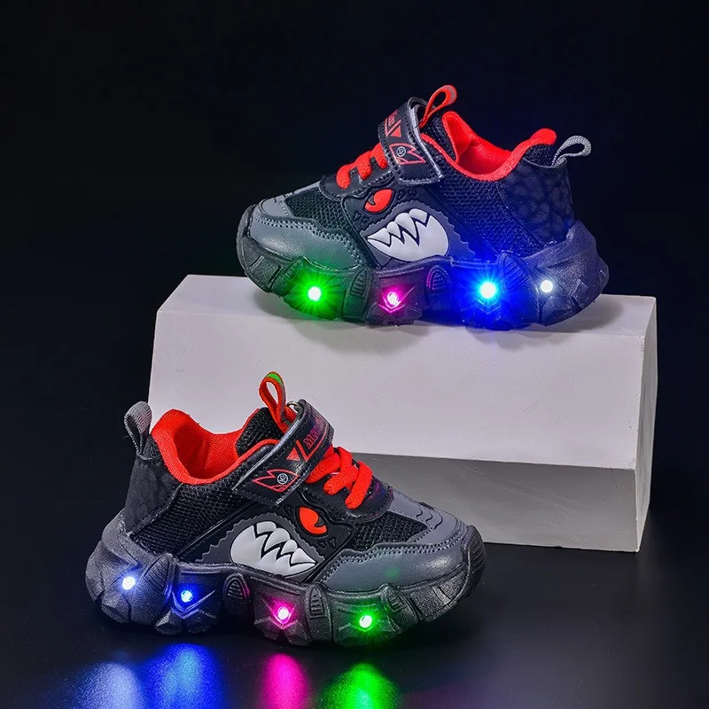 

Size 21-30 New Korean Style LED Shoes for Toddler Boys 1-6 Years Breathable Mesh Light Up Sneakers Glowing Shoes for Walking