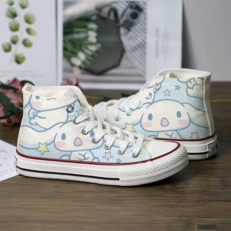 Sanrio Cute Kuromi Canvas Shoes Women 2024 New Cartoon My Melody Versatile Board Shoes Cinnamoroll Hello Kitty Shoes for Women