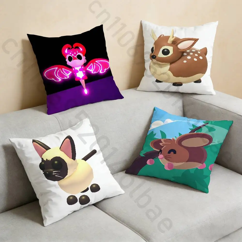 

A-Adopts Me Game Custom Pillow Case Square Double-Sided Printing Short Plush Sofa Cushion Cover Bedroom Bedside Pillow