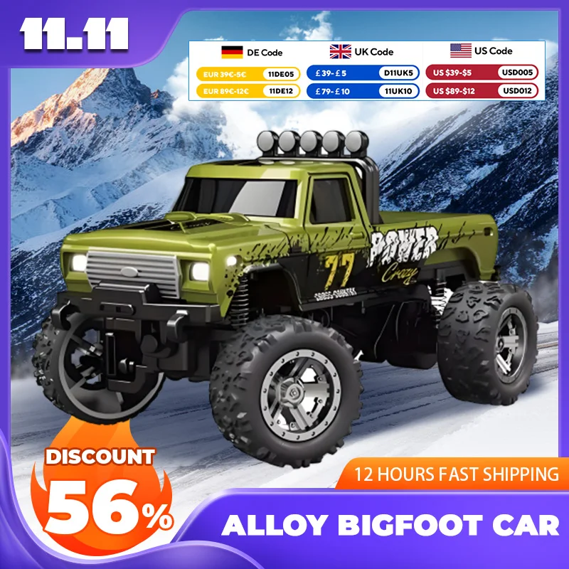 RC Bigfoot 1/64 Speed Mini Off-road Climbing Car Alloy Cool Appearance Light Shock Absorption Children's Toy Gift