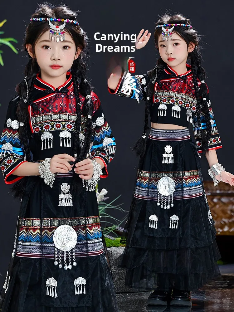 

Full Set Ethnic Performance Clothing for Girls Miao Eth Children's Costume Han Nationali Eni Tujia Ethnic Ethnic...