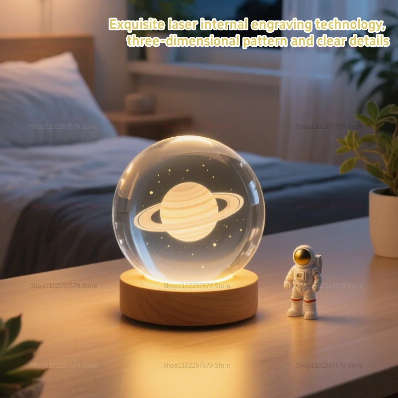 Bola de cristal brillante creativa, adorno de escritorio, luz nocturna de cielo estrellado, regalo de ambiente de ensueño para amigos, decoración del hogar de cumpleaños