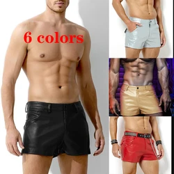 Arjen Kroos Men's PU Leather Shorts Sexy Rave Hot Short Pants with Pockets