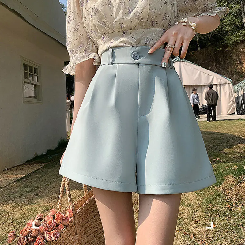 Women\'s Summer New Style Fashion Simplicity Solid Color Thin High Waist Shorts Women Clothes All-match Casual Loose Pants