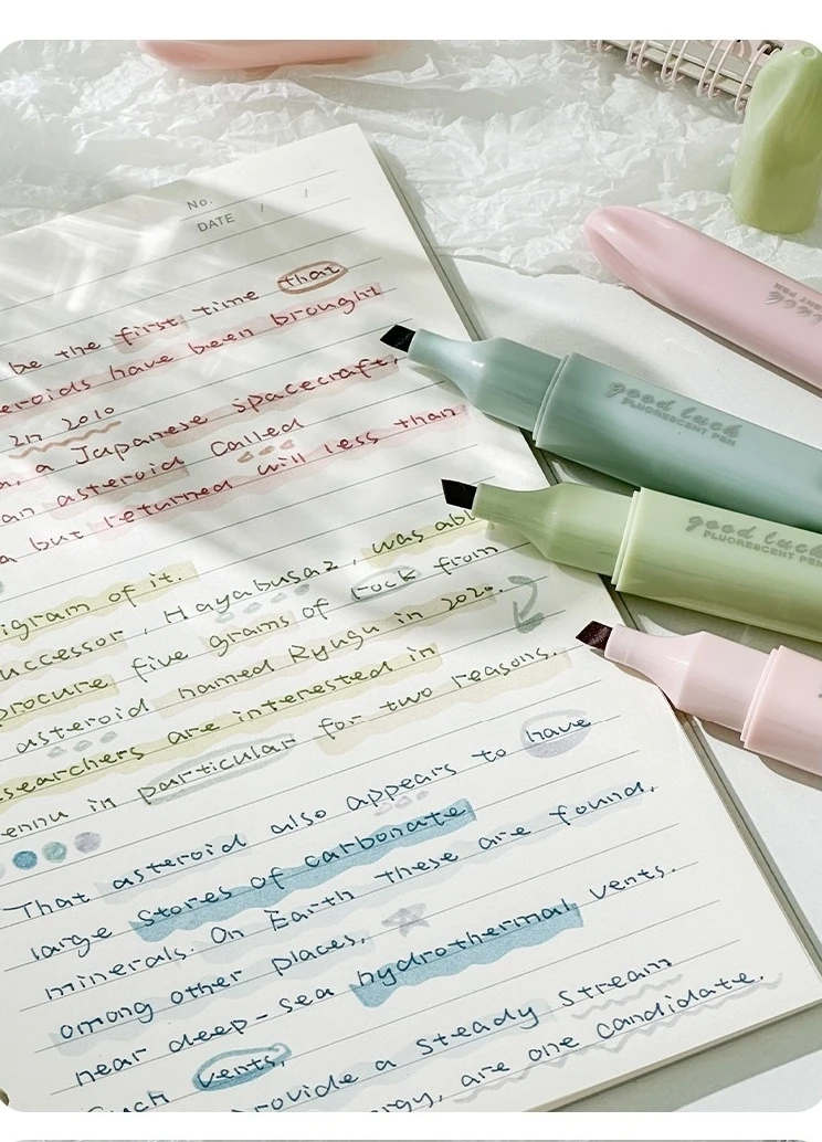 4-teiliges Morandi Color Dream Pastell Textmarker-Set mit weicher Spitze, schräger Marker-Liner zum Zeichnen und Malen A3033 – Detail 5