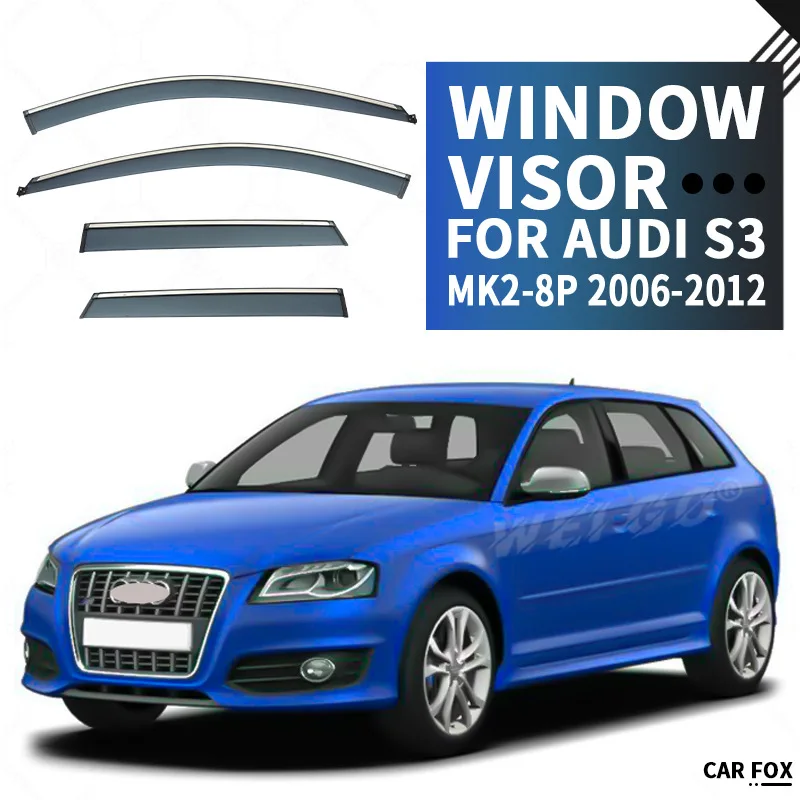 4Pcs Window Visor For Audi S3 MK2-8P 2006-2012 Weathershield Sun Rain Deflector Guard Car Window Deflector