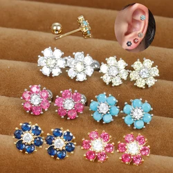 2 pezzi in acciaio inossidabile CZ Crystal Minimal Piercing orecchino per le donne piccoli orecchini a bottone dolci cartilagine fiore orecchino gioielli per il corpo