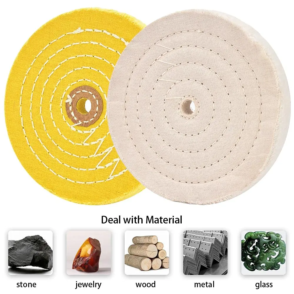 GET! 2Pcs Polishing Discs Polishing Wheel Kit 150mm Polishing Wheel Set for Table Buffer Polisher with 12.7mm Mandrel Hole