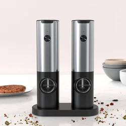 Electric Grinder USB Rechargeable Pulverizer Black Pepper Grinder Set Base Charging Automatic Electric Mill For Grains And Corn