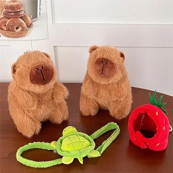 2025 nuevo capibara llavero de peluche juguete realista capibara animales de peluche juguete capibara colgante para mochila regalo de cumpleaños