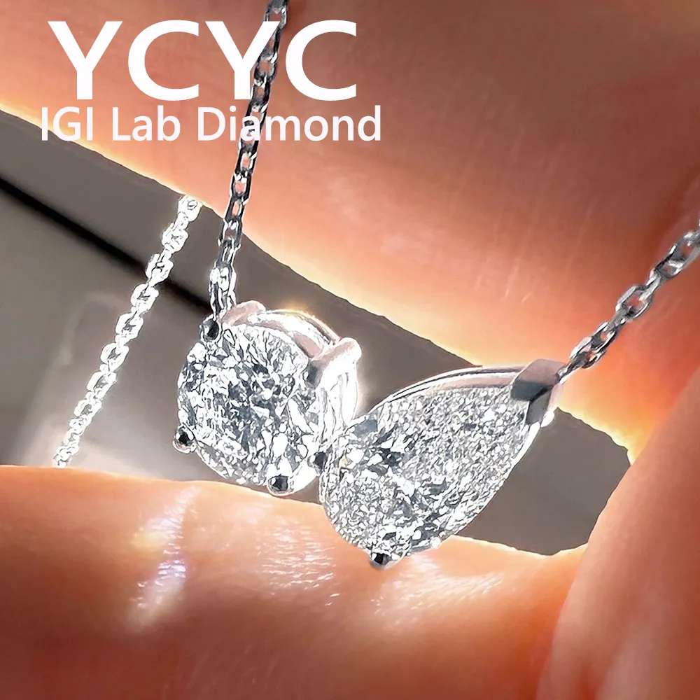 

9K 14K gold Ring Marquise cut IGI CVD round 1ct pear 1.5 ct Lab Grown Diamond necklace pendant for Women Wedding