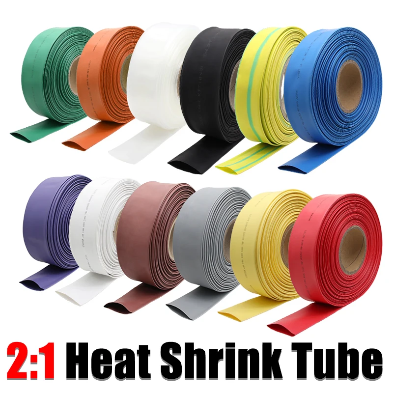 1/2/5M 2:1 Heatshrink Tubing Tube Dia 50 60 70 80mm 2:1 Shrinkable Insulation Cable Protector Shrink Wrap Wire Sleeving Tube