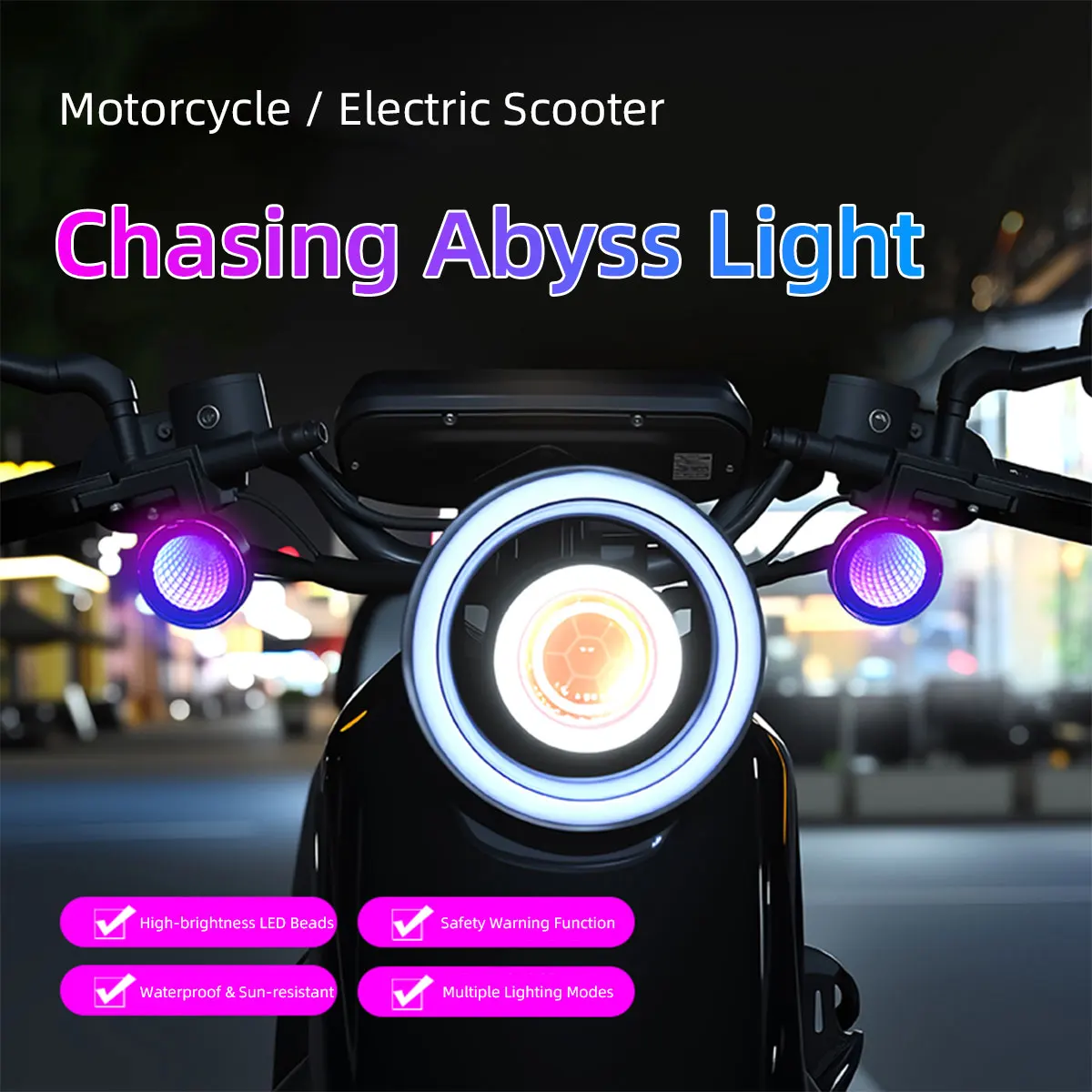 2PCS Abyss LED Motorcycle Turn Signals RGB Car Headlights Decoration Dynamic Car SUV Headlight Eye Lights Accessories APP 12V
