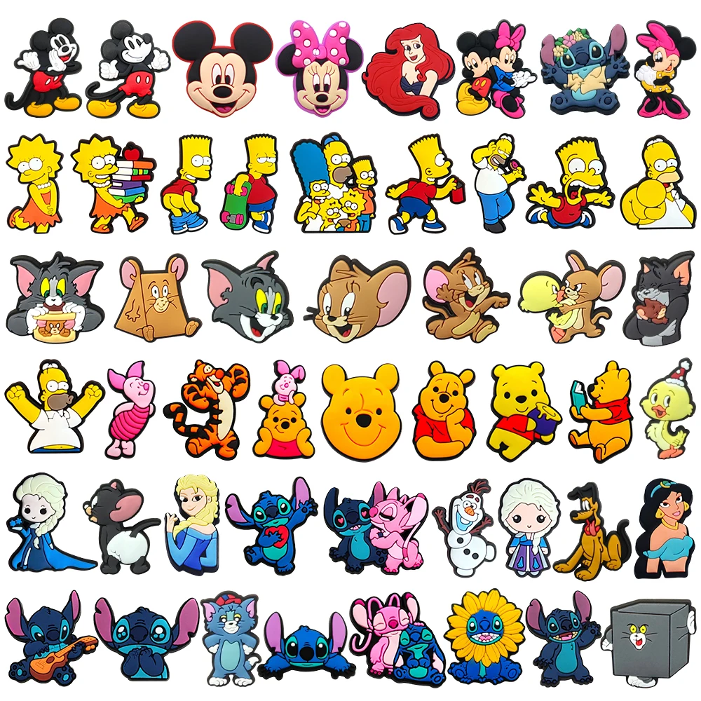 Cartoon MINISO 1PCS Popular Characters Disney Mouse DIY Stitch Funny Bear Shoe Charms Decorate Kids Accessories Boys Party Gifts image 2