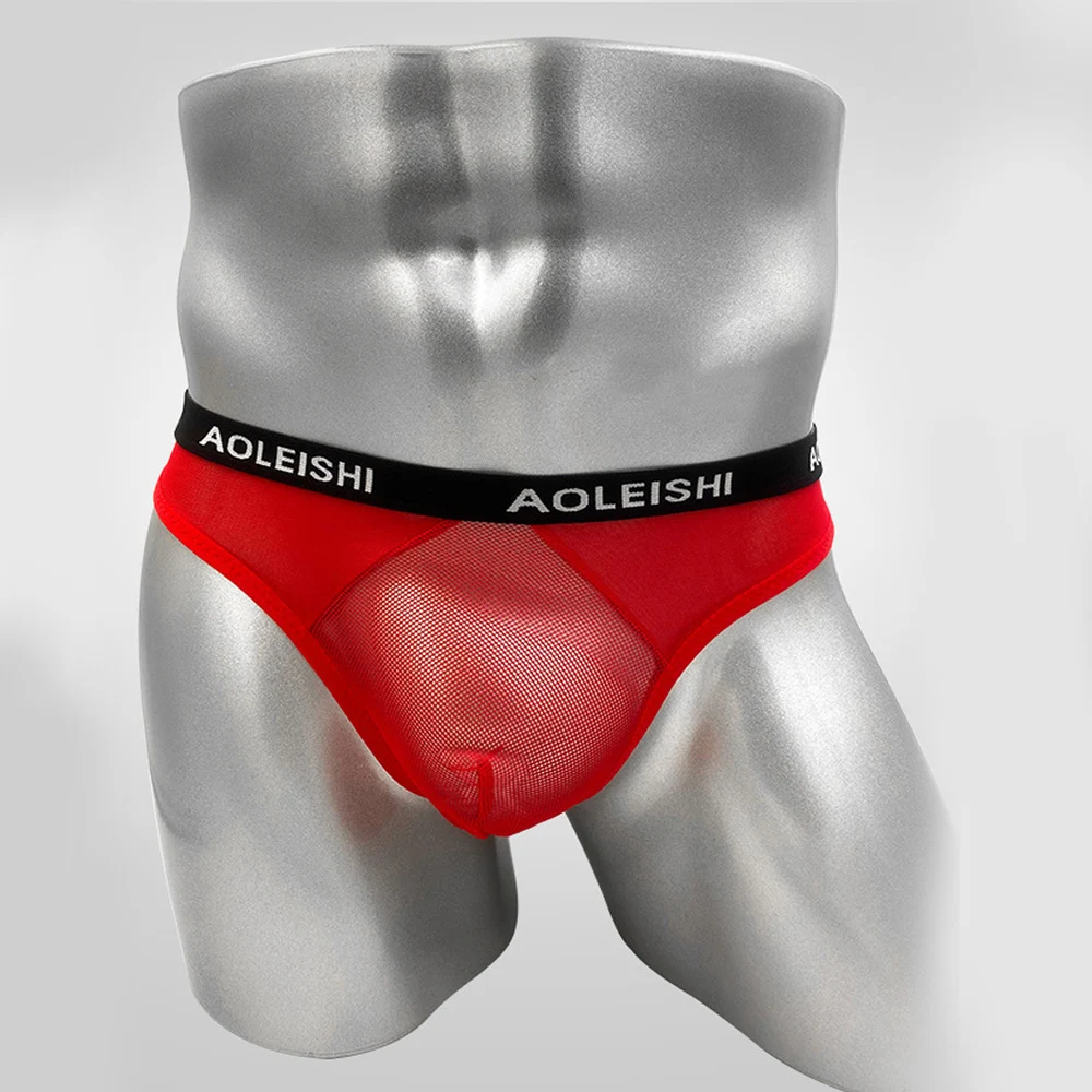 Transparent Mesh G-string Men Sexy Underwear English Letter Belt Pattern Bulge Pouch Underpants Ultra Thin T-back Thongs See Thr
