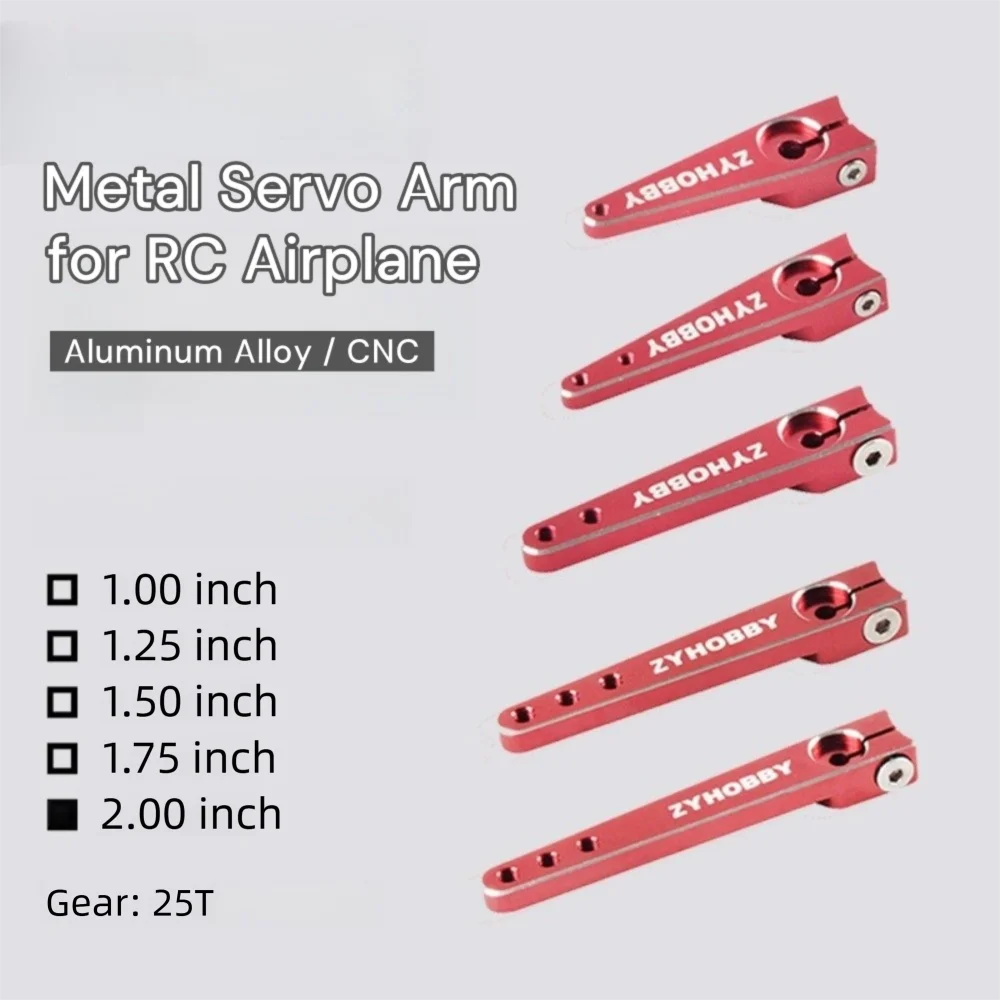 

New Aluminum Alloy CNC Servo Arm 25T Red Steering Horn 1/1.25/1.5/1.75/2 Inch Durable RC Upgrade Parts for RC Airplane