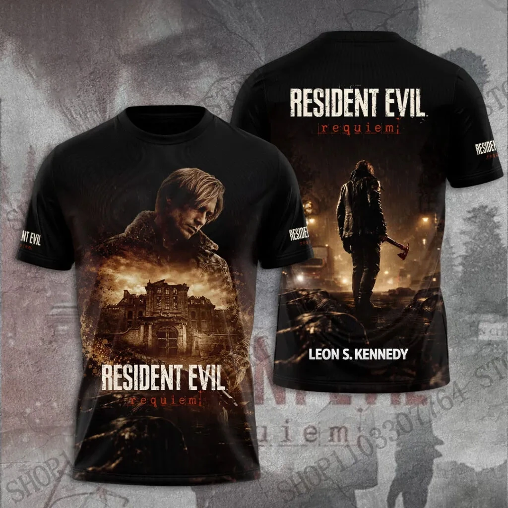 New Vintage Resident Evil Requiem TV 3D Print T-Shirt Men Women Fashion Street Plus Size Short Sleeve Tops Tee Men Clothing Gift