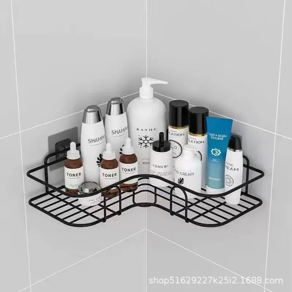 Bathroom wall mounted perforation-free triangle storage rack kitchen storage rack Triangle rack in the corners of the bathroom