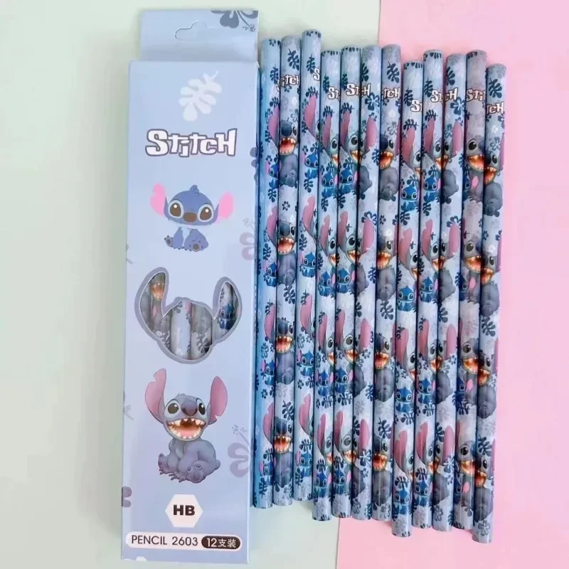 12-Piece Disney Stitch Wooden Pencil Set | Student Stationery | Student Sketch & Writing Pencils | Reward Gift