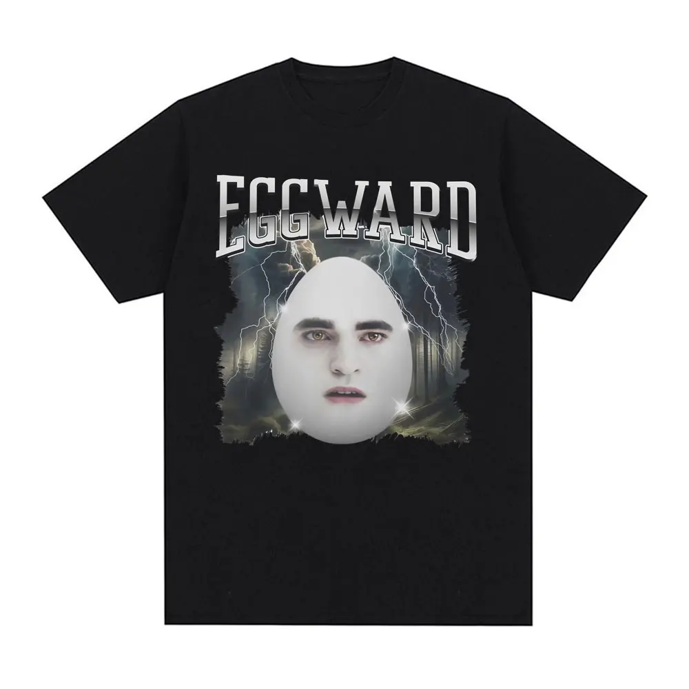 2025 Funny Eggward Parody Graphic 100 Pure Cotton Printing T Shirt Robert Pattinson Meme Men's Retro Classic Movie Short Sleeve