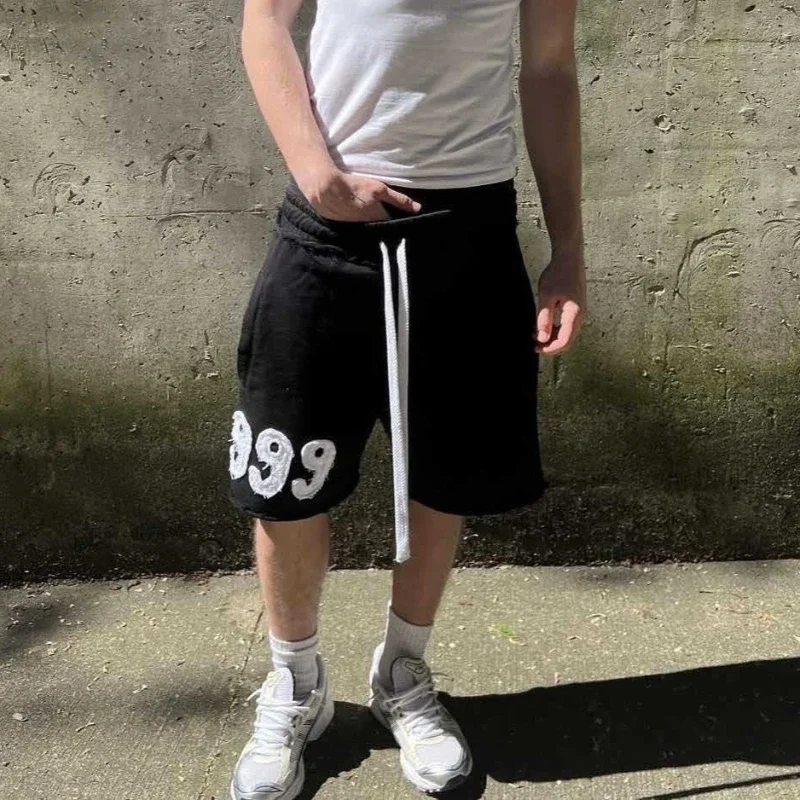 

2025 High Street Hip Hop Punk streetwear Shorts Men Retro Harajuku Y2K 999 Loose Casual Shorts Trendy Brand Sport Pants Women
