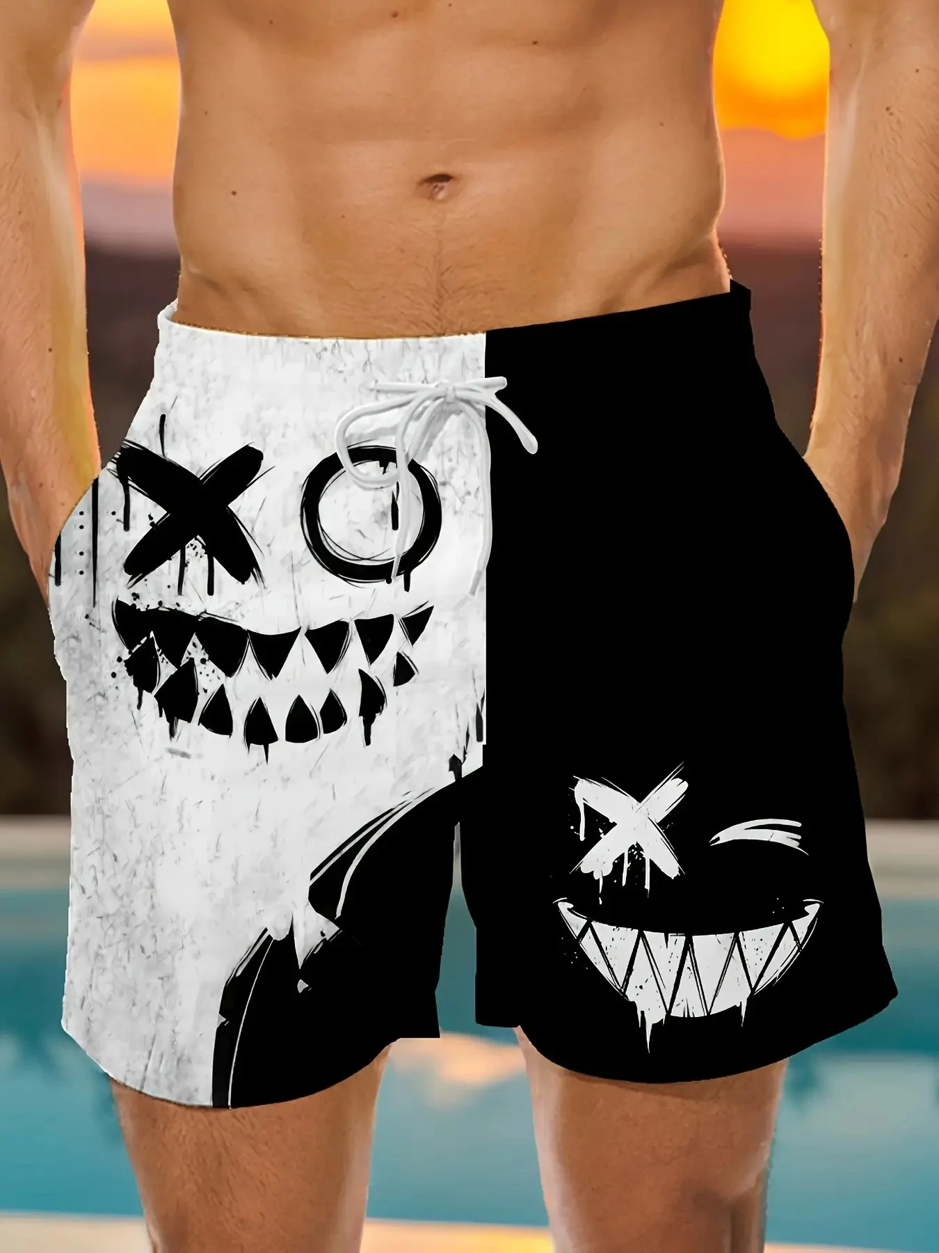 

The new men's shorts for the summer of 2025 are breathable lightweight casual and fashionable with smiley face prints