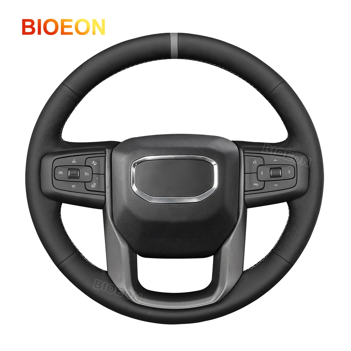 Bioeon Black Hive Leathe Car Steering Wheel Cover for GMC Sierra 1500 Sierra 1500 Limited Sierra 2500 3500 Yukon (Yukon XL)