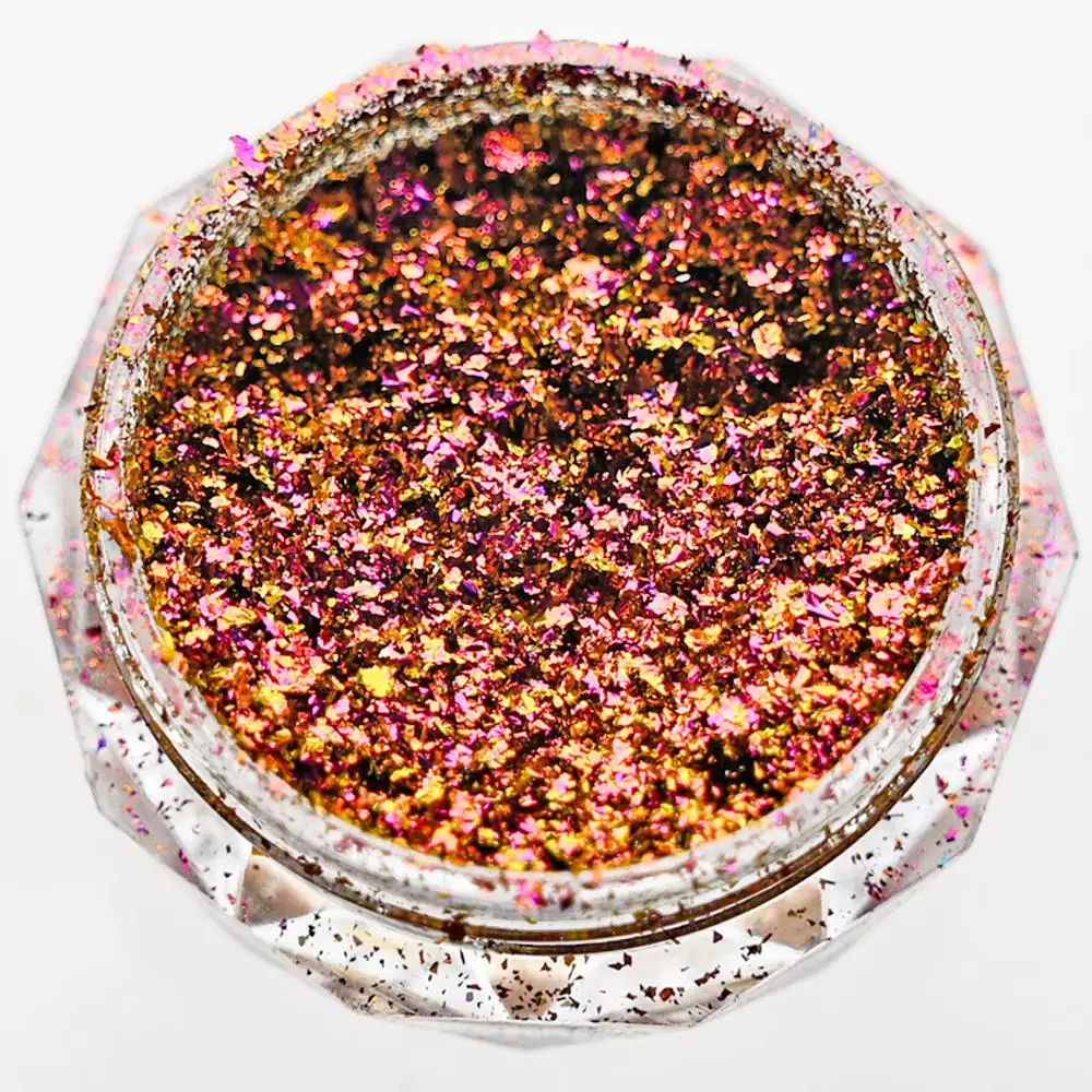 1Jar Chameleon Opal Flakes Nail Glitter Irregular Slice Foil Glitter Powder Resin Filling Fire Chameleon Chrome Pigment Net 0.2g