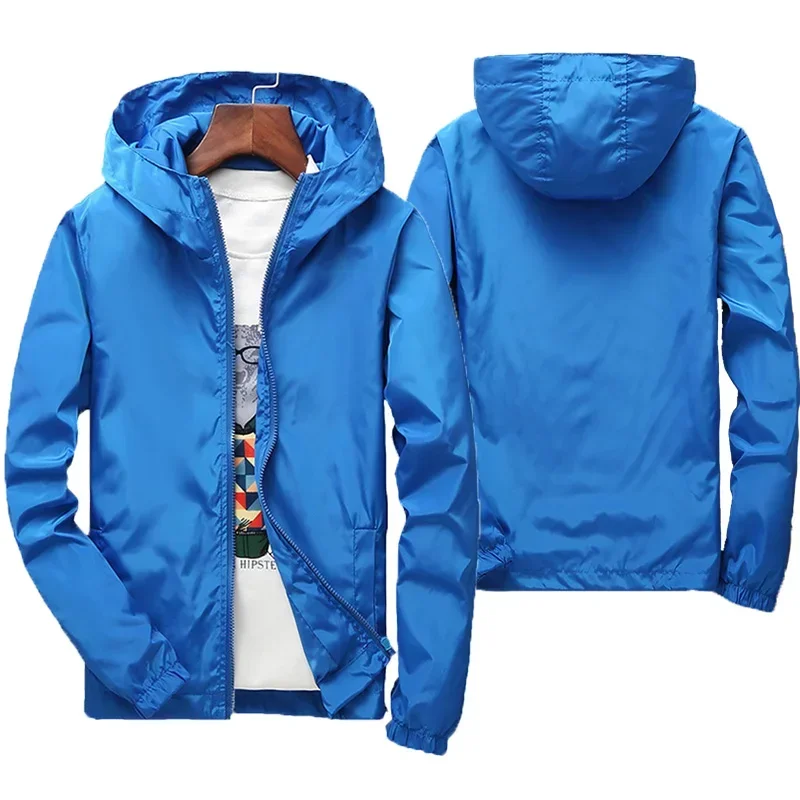 Nuove giacche da trekking all'aperto Cappotto giacca a vento con cappuccio impermeabile Uomo Autunno Tattiche di pesca casual Giacche militari in tinta unita 7XL