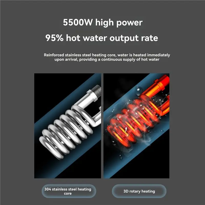 5500W Water Heater Instant Water Heater Tankless Instantaneous Faucet Tap Kitchen Hot Water Crane With LED Digital Display-A77G