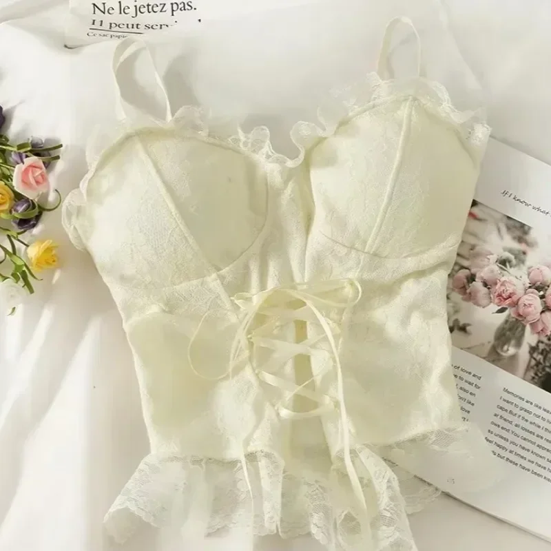 

New Y2k Clothes Sexy Crop Tops Women Corset Lace Bandage T-shirt Camisole Underwar Women Debardeurs Femme Soutien Gorge