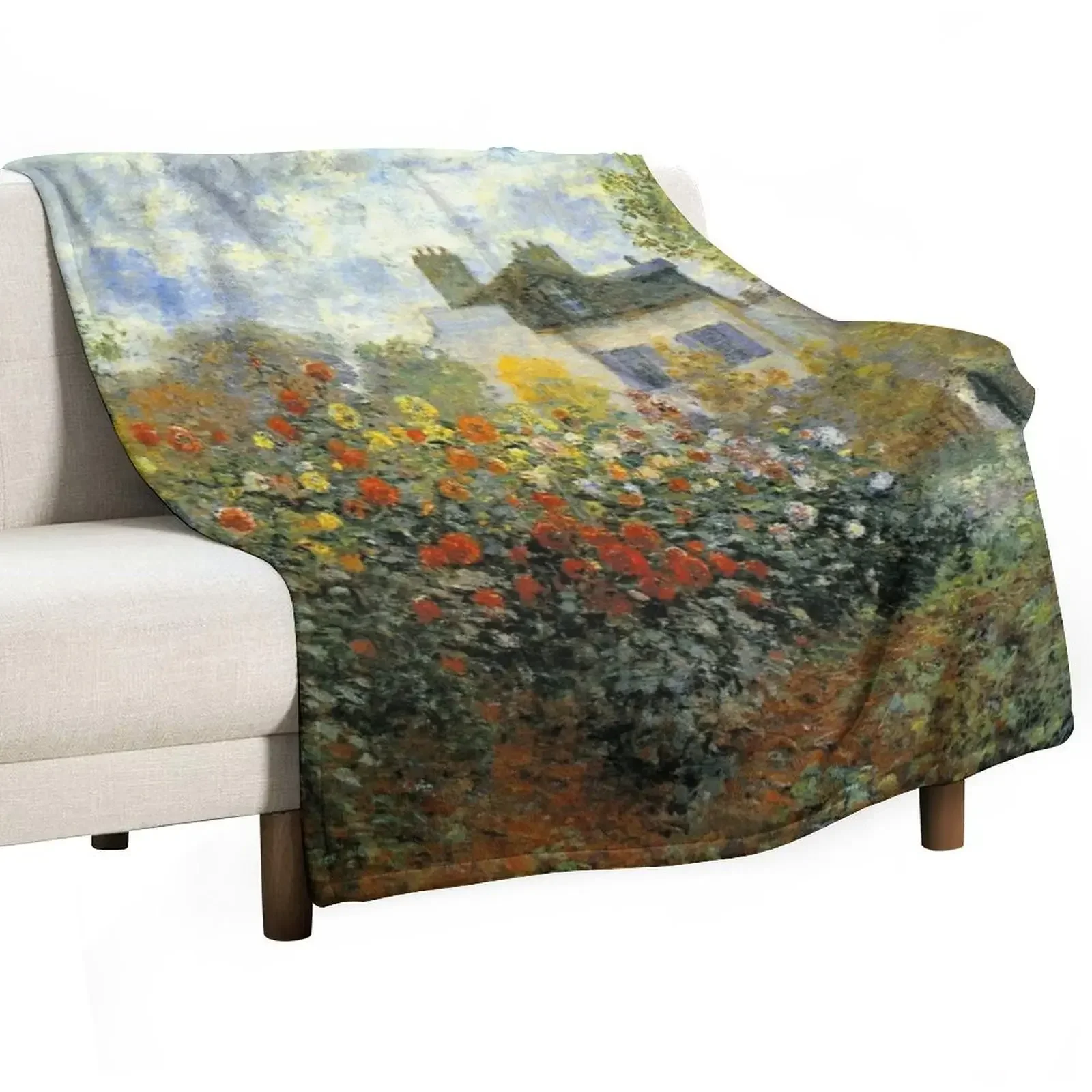 Claude Monet - The Artist's Garden in Argenteuil Throw Blanket Softest Flannels Luxury Throw heavy to sleep Blankets