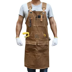 New Woodworking Apron Retro, Waxed, Handsome, Waterproof, Thickened Canvas Workwear, Horticultural Auto Repair