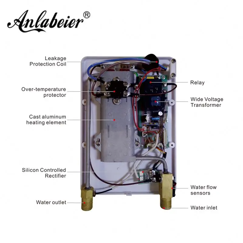 220V Thailand Tankless Water Heater Electric for Both Shower and Kitchen Appliance