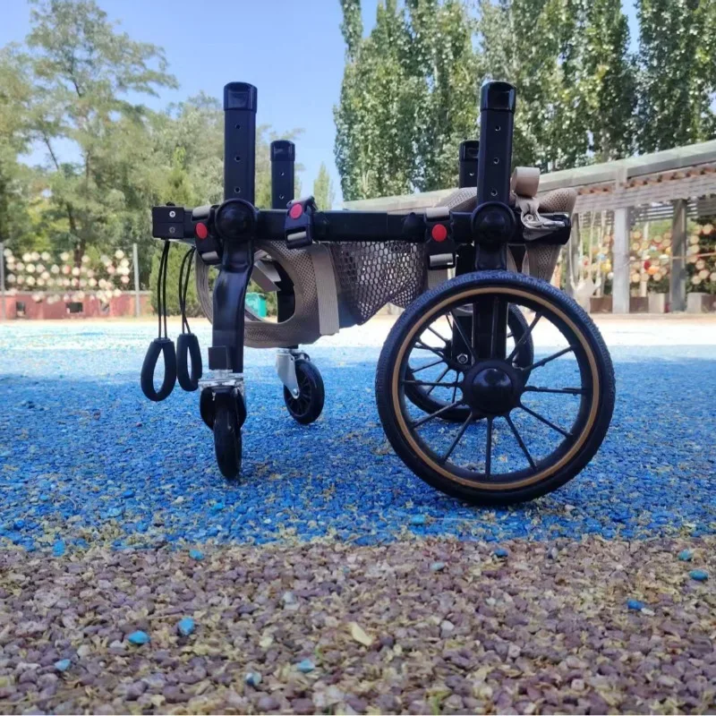 Mobility disabled vehicle, elderly assistance pet, hind leg brace, four-wheeled medium and large dog