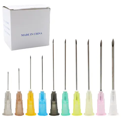 Bilashmart 100pcs Dispensing Needles pointed injection needle transparent syringe bayonet needle with transparent cap, glue tool