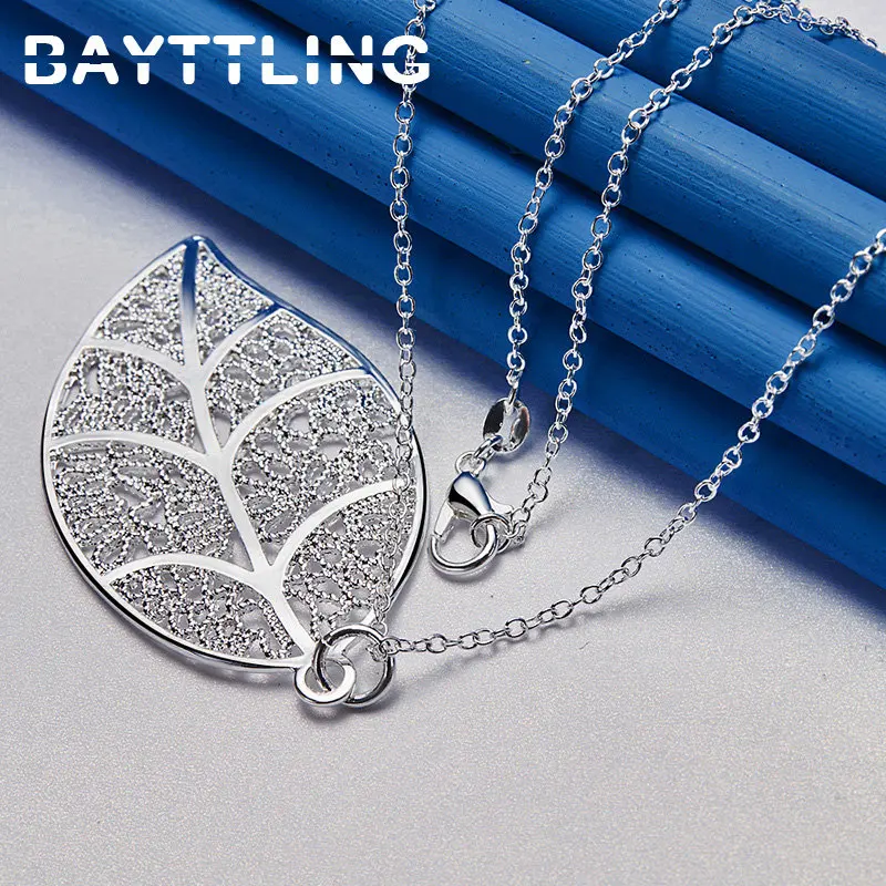 New 925 Sterling Silver 16-30 Inches Fine Leaves Pendant Necklace For Women Fashion Wedding Party Favors Girlfriend Jewelry