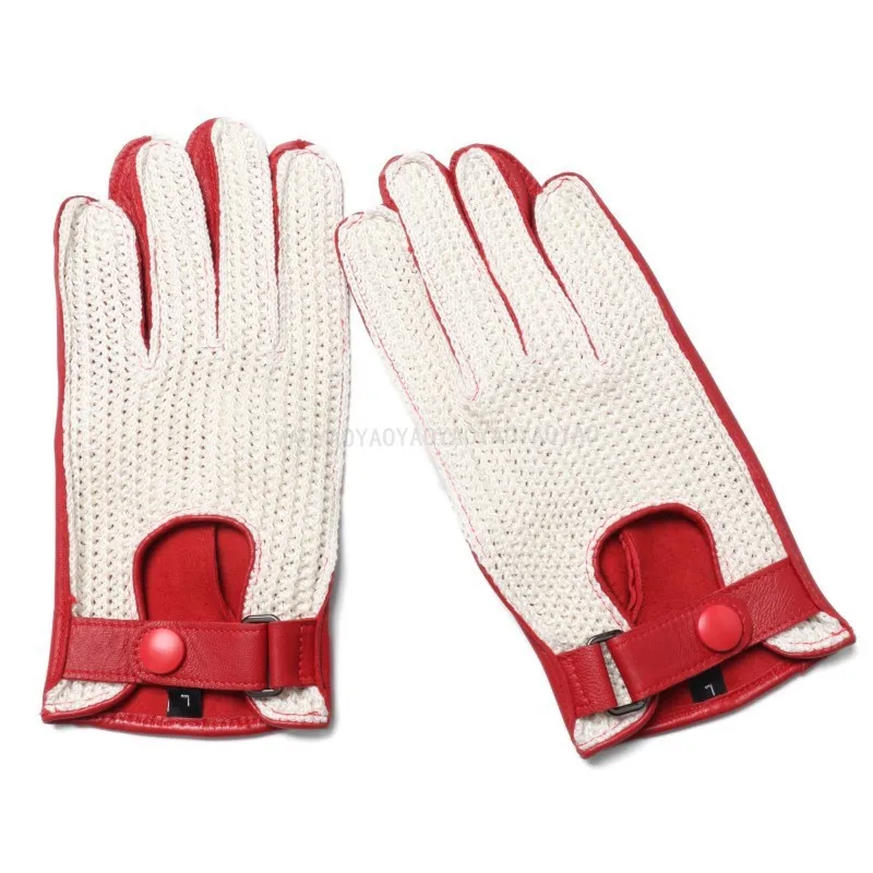 

Мужские высококачественные дышащие мотоциклетные перчатки из натуральной козьей кожи, вязаные, без подкладки, ST47