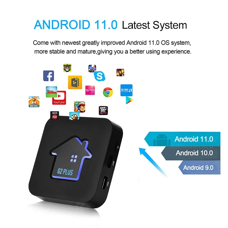 Gtmedia g2 plus smart tv box android 11,0 amlogic 2,4 w2 quad core g wifi 4k uhd 2gb 16g gt media g2 player set top box