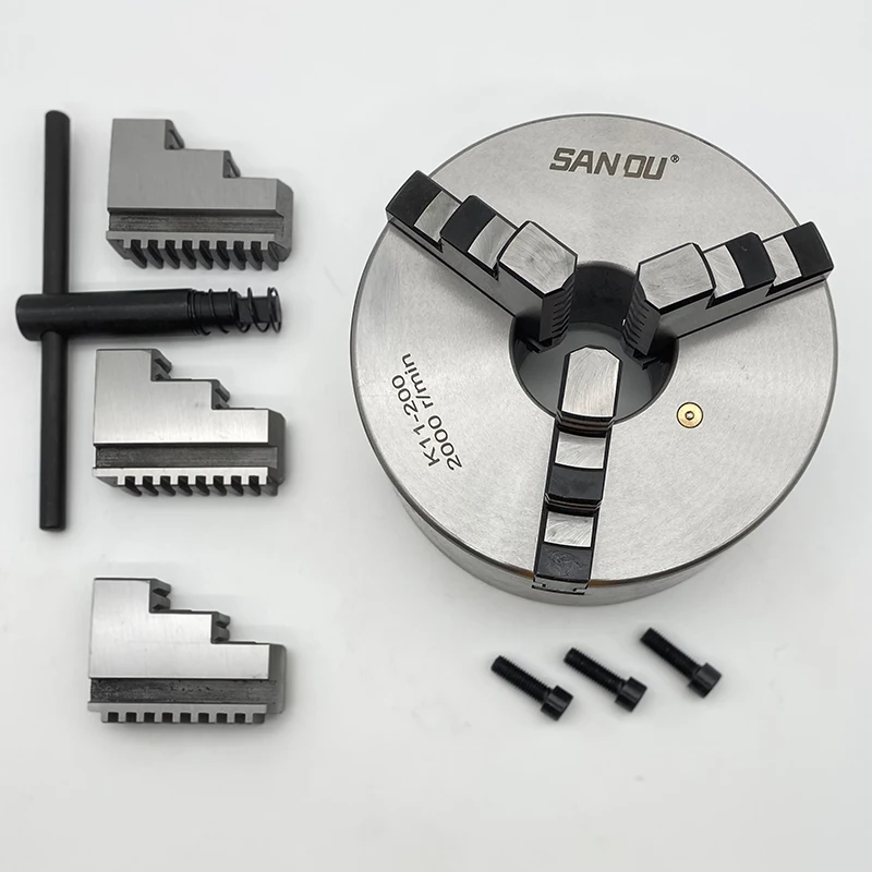 SANOU Lathe Chuck 3 Jaw Self-centering Chuck K11-200 Manual Metal Scroll Chuck