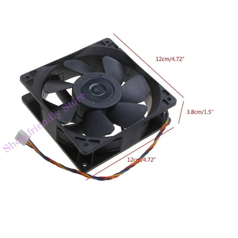594A محمل كروي 210CFM مروحة عالية السرعة الصامتة A12038 ~ 60BB ~ 4RP ~ 12cm لـ 12V 2.7A Ball Ball 6000 دورة في الدقيقة