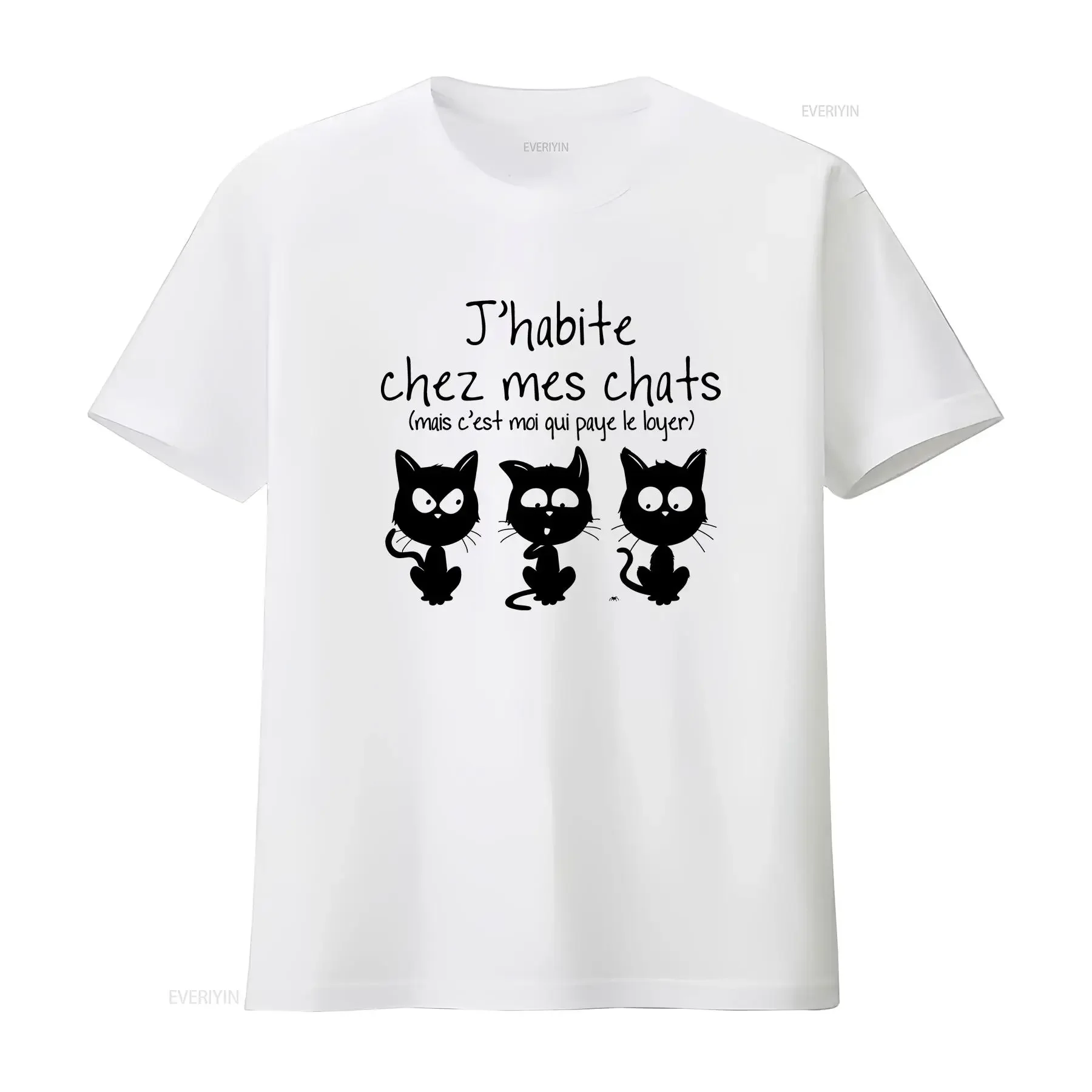 I live with my cats but pay the rent Men's T Shirt vintage Washed Slightly Casual fashion Breathable Soft homme Stylish Unisex