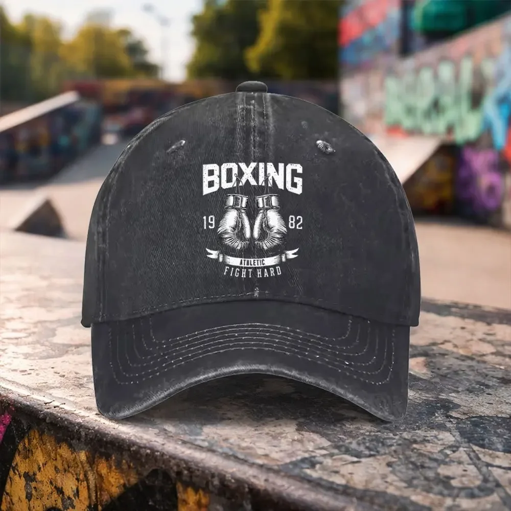 1pc Casual Fashion Boxer Glove Print Washed Baseball Cap Premium Versatile Outdoor Accessory Unisex Duck Tongue Hat Suitable for