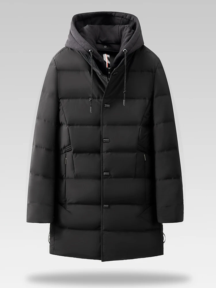 

Мужская классическая высококачественная повседневная модная ветрозащитная теплая куртка с отстегивающимся капюшоном, зимняя комфортная верхняя одежда 2023 года