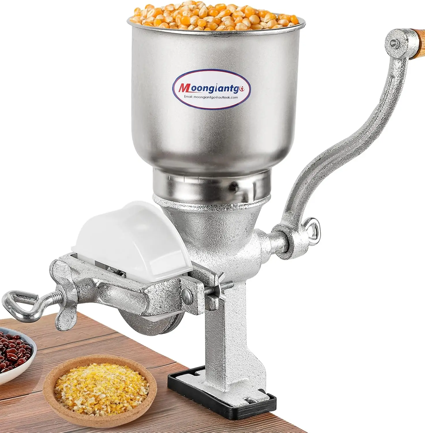 

Corn Grinder Cast Iron, Hand Crank Grain Mill with Large Hopper & Table Clamp, for Manual Crushing Barley Wheat Berr